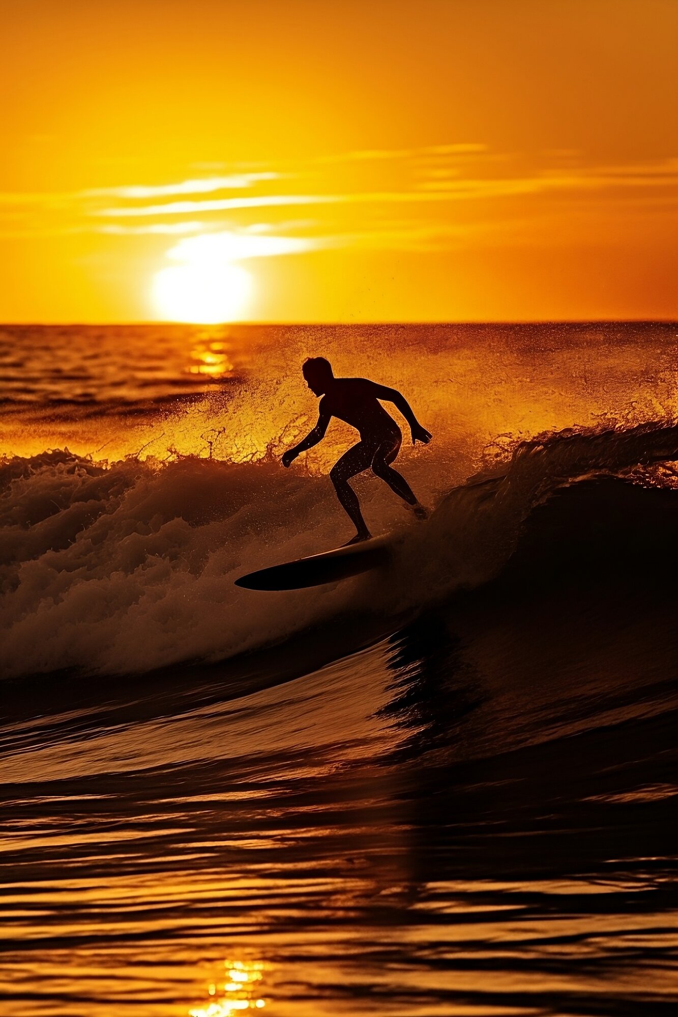 Surf coucher de soleil